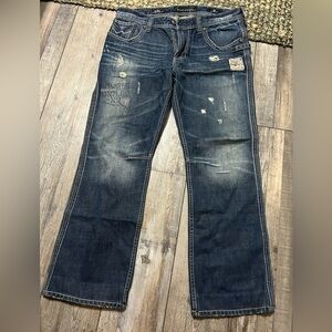 Affliction Black Premium Blake Relaxed straight Distressed Jeans Dark wash